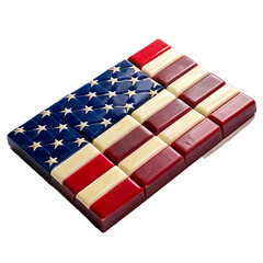 Fototapeta na wymiar Patriotic Chocolate bar with American Flag, Isolated on transparent background