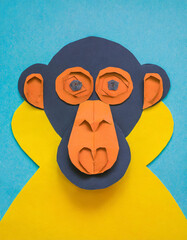 Fototapeta premium Year of the Monkey zodiac sign is all made of construction paper cutouts
