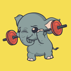 Elephant Weight lift vector illustration, art cute character design sport gym decorate