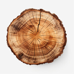 tree trunk cut on isolated background сreated with Generative Ai