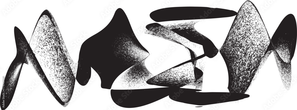 Poster distorted geometric shape . minimal art design . noise destroyed logo . trendy grainy shapes . graph