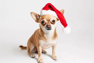 a small dog wearing a santa hat