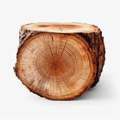 tree trunk cut on isolated background сreated with Generative Ai