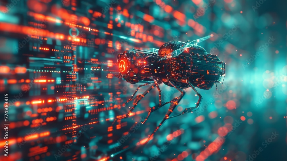 Poster a surreal software bug causing reality to warp and glitch