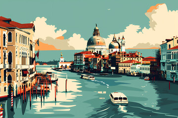 Venice, Italy. The lagoon and its historic palaces. 