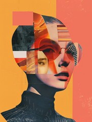 picture Abstract modern art collage portrait of young woman man Trendy paper collage composition.illustration retro Trendy paper collage composition wallpaper modern art