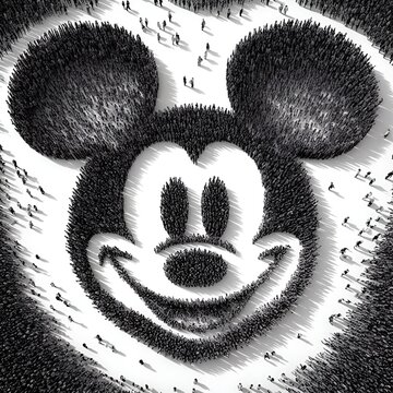 black and white drawing of a Miki mouse 