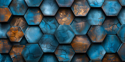 Black and blue abstract wallpaper gray and blue honeycomb graphic, generative ai