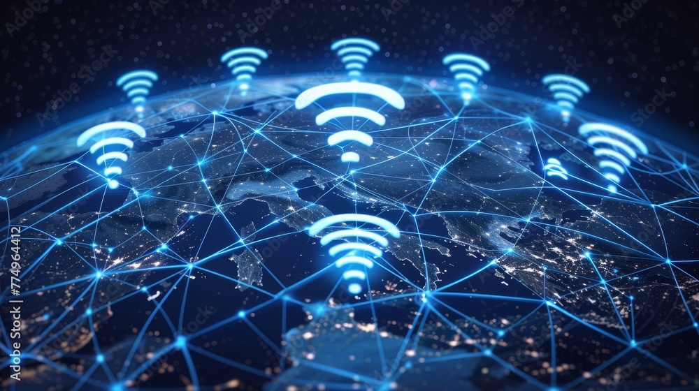 Poster a wireless network spanning the globe like a digital web