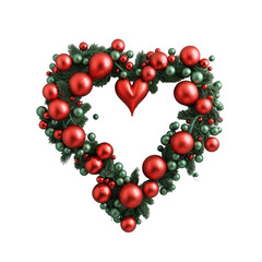 Heart wreath with red and green ornaments