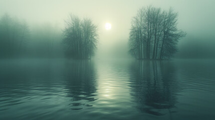 Misty calm landscape.