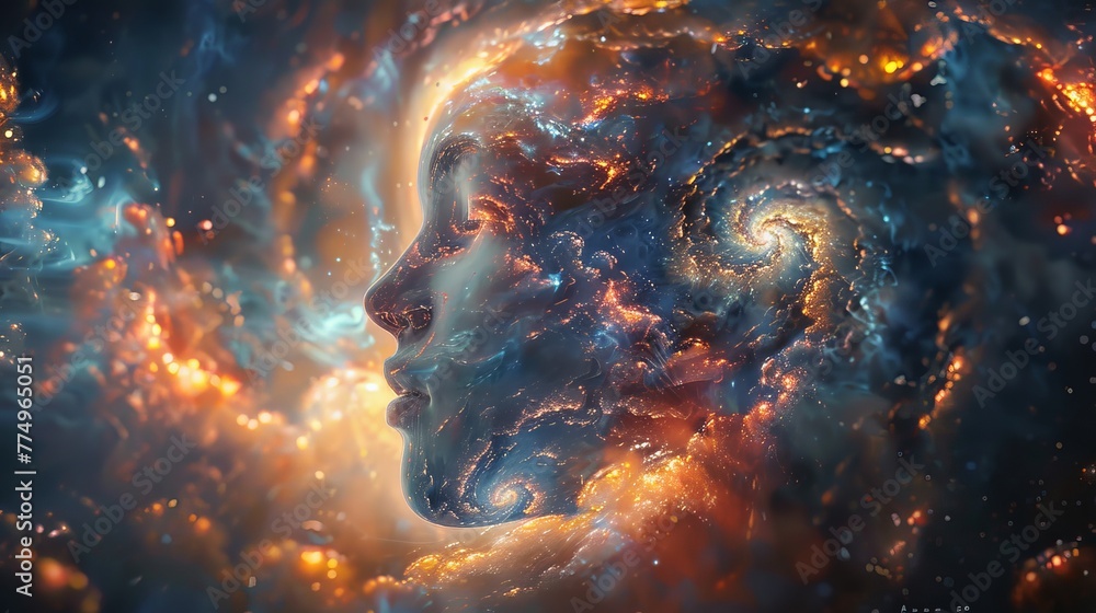Poster an abstract intelligence deciphering the language of the stars