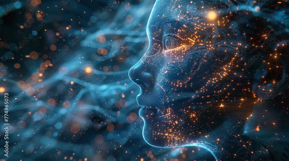 Poster an abstract intelligence network connecting minds across dimensions