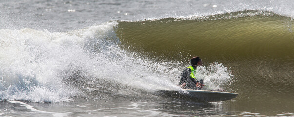 Surfer falling off of his surfboad into the wave © coachwood