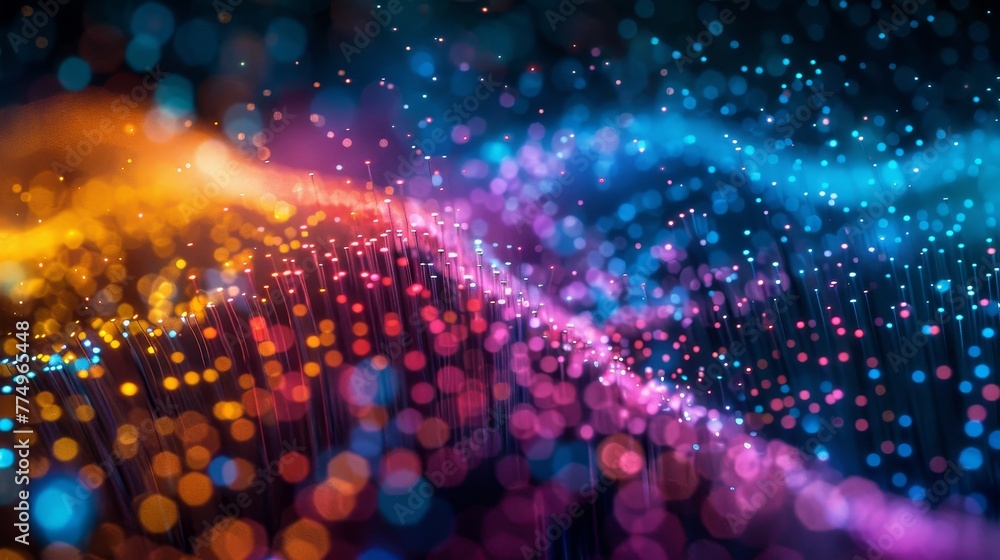 Poster an abstract representation of wireless signals as colorful threads