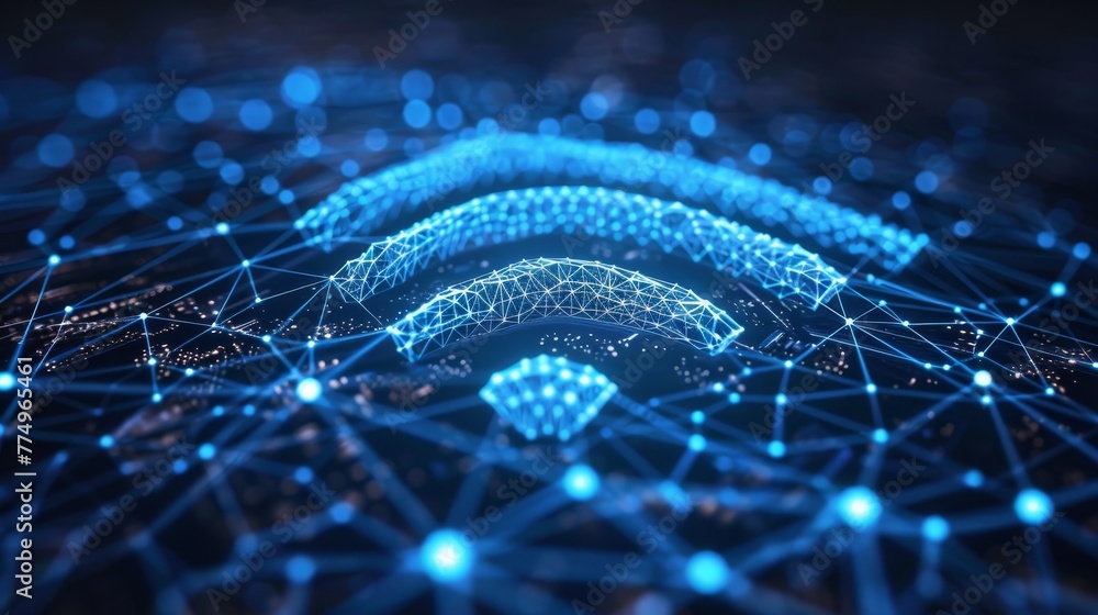 Aufkleber an abstract representation of wireless technology as a web of connectivity
