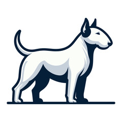 Fototapeta premium Bull terrier dog full body vector illustration, cute adorable funny pet animal, standing purebred dog concept design template isolated on white background