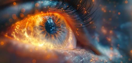 Foto op Aluminium Extreme close-up of blue human eye iris © DODI CREATOR
