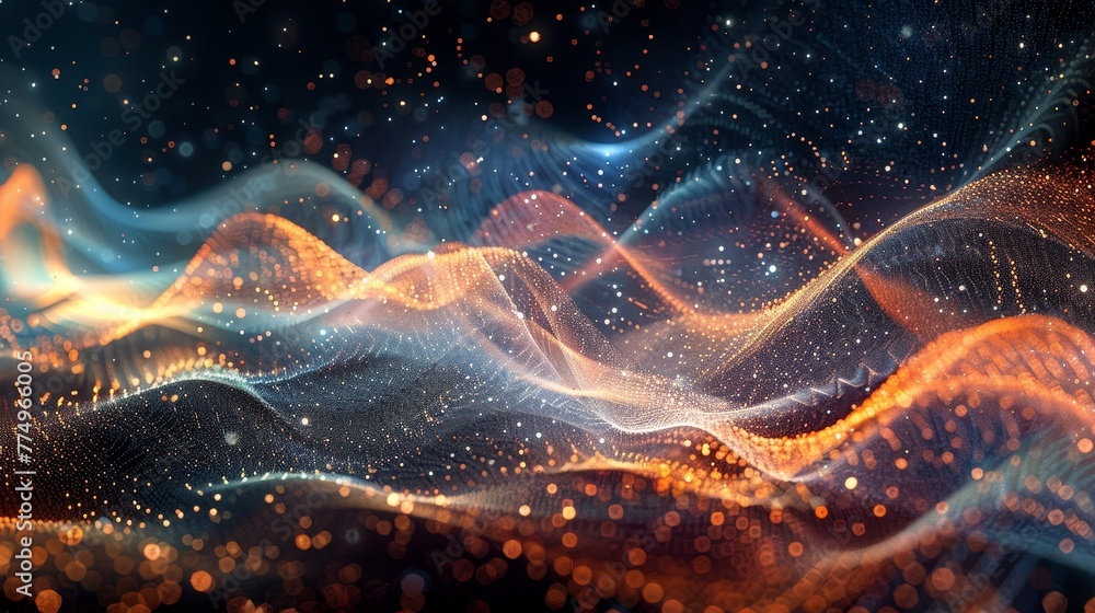 Poster an abstract view of wireless signals as threads weaving through space