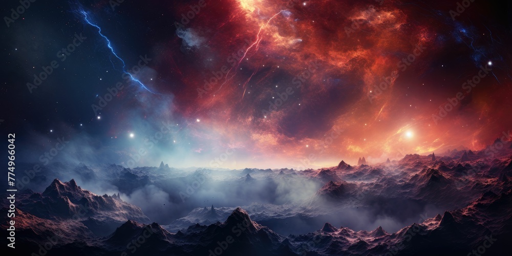Wall mural nebula and galaxies in space. abstract background