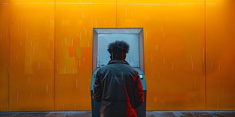 Person voting in a US election booth. Concept Election Day, Voting Booth, Civic Duty, Political Participation, American Democracy