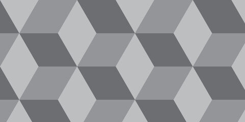 Seamless abstract black and gray stripe rectangles hexagon type cube geometric pattern. modern square diamond mosaic pattern. retro ornament grid tiles and wallpaper used for background.