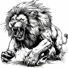 Obraz premium KS aggressive lion with claws vector illustration on whit