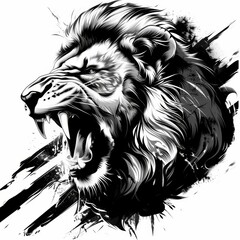  KS aggressive lion with claws vector illustration on whit - obrazy, fototapety, plakaty