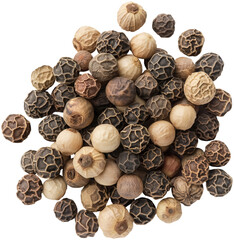 black and white pepper. peppercorns