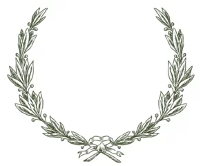 Foto op Canvas Laurel wreath, branches, ribbon, award,symbol, vector hand drawing isolated on white © avelksndr