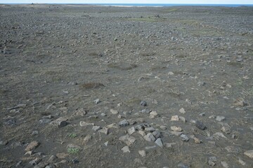 Deserted volcanic lunar field in south Iceland
