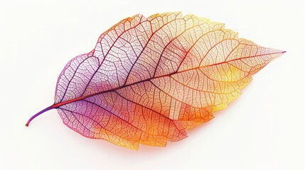 Obraz premium Detailed fractal pattern emulating a leafs vein structure painted in vivid autumnal colors isolated on a white background