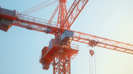 Construction crane. Background with a crane for advertising the construction of buildings and structures, rental of construction equipment and services of contractors and organizations.