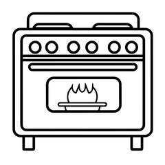 Modern cooking stove outline icon in vector format for kitchen designs.