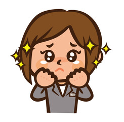 目がうるうるしている女性のイラスト