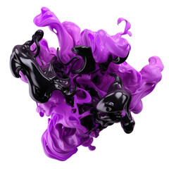 dark matter in black and violet abstract colorful shape, 3d render style, isolated on a transparent white background