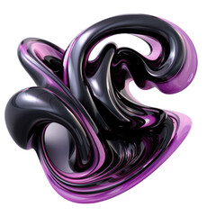 dark matter in black and violet abstract colorful shape, 3d render style, isolated on a transparent white background