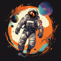 Astronaut in spacesuit fling in the space with space rocket  © AlAmin