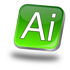 Ai button - Artificial Intelligence - 3D illustration