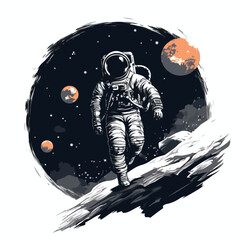 Astronaut in spacesuit fling in the space with space rocket  © AlAmin