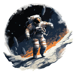 Astronaut in spacesuit fling in the space with space rocket  © AlAmin