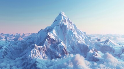A majestic mountain peak rising proudly above the wo  AI generated illustration - obrazy, fototapety, plakaty