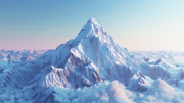 A majestic mountain peak rising proudly above the wo  AI generated illustration