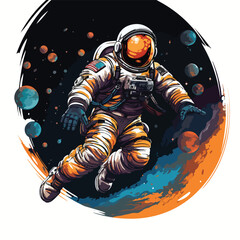 Astronaut in spacesuit fling in the space with space rocket  © AlAmin