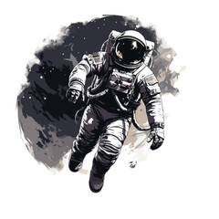 Astronaut in spacesuit fling in the space with space rocket  © AlAmin