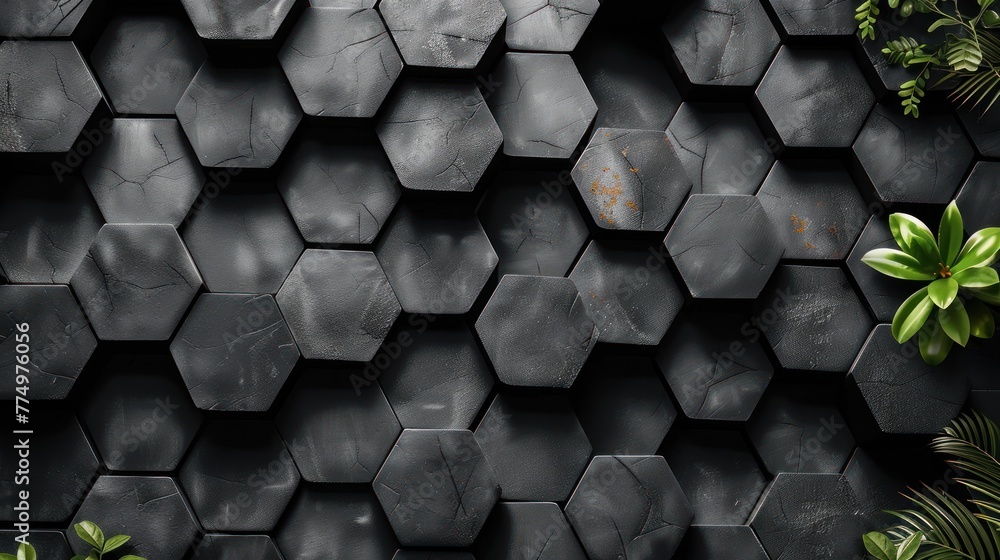 Poster abstract 3d black hexagons background pattern