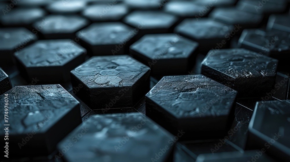 Poster abstract 3d black hexagons background pattern