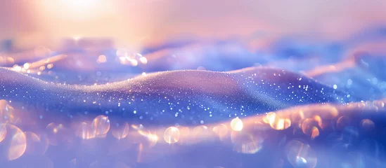 Foto op Canvas Abstract smooth purple background - glistening dew drops on a surface, illuminated by soft light, creating a magical atmosphere with bokeh effects enhancing the visual appeal.  © Andrey