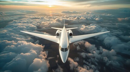 A sleek white airplane cutting through the atmospher  AI generated illustration - obrazy, fototapety, plakaty