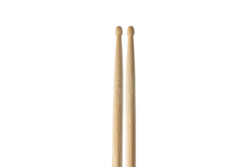 Old wooden drumstick isoltaed on white background. Music